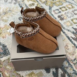 UGG Baby Tasman Moccasin Shoes with Suede Finish in Chestnut